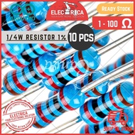[Ready Stock] Resistor 1% 1/4W 1 to 100 Ohm 1 / 2.2 / 4.7 / 10 / 51 / 100Ohm