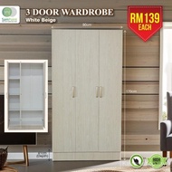 [ BAUCHER DISKAUN ] Sampoint Almari 3 Pintu / Almari Murah / 3 Pintu Almari Baju / 3 Door Wardrobe a
