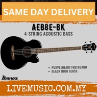 Ibanez AEB8E-BK 4-String Acoustic-Electric Bass Guitar - High Gloss Black ( AEB8EBK / AEB8E BK )