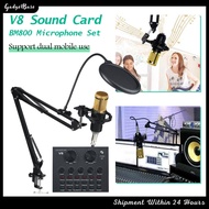 Ready Stock V8 Sound Cards With BM800 Condenser Microphone Studio Recording Kits Full Sets BM800 Mic