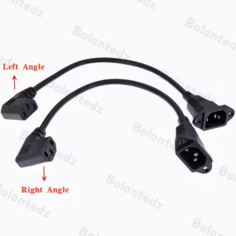 IEC320 C14 to C13 Extension cord,C14 with screw holes and C13 Angled 30cm / 60cm lenght,H05VV-F 3G 0
