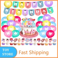 BTS Pop-up 40pcs Happy birthday Latex Balloon themed set Party Balloons Decorations Sets cupcakes an