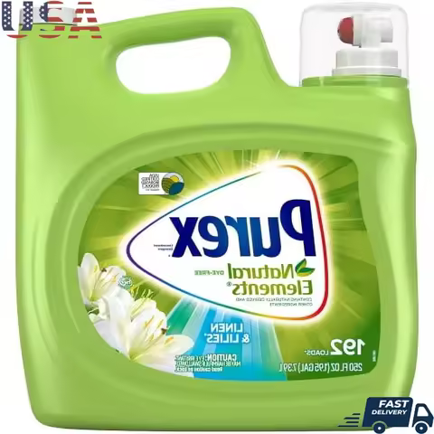 Natural Elements Liquid Laundry Detergent Linen Lilies Hypoallergenic Plant Based 192 Loads Sensitiv