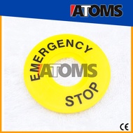 ATOMS XB2-ER60 EMERGENCY STOP LEGEND PLATE YELLOW/ 60MM/ 22MM HOLE SIZE