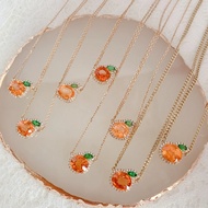 Lucky S925 Silver Plated 18K Gold Ring Orange Ring Necklace Set Fanta Stone for Girlfriend Jewelry