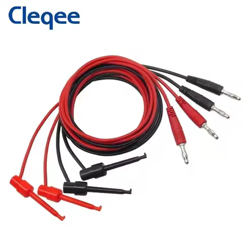 Cleqee P1039 4mm Banana Plug to Test Hook Clip Test Lead Kit Mini-grabber Cable for Multimeter Elect