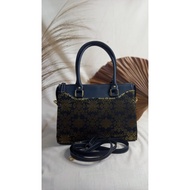 HITAM Nyimas songket - palembang special black ayako songket bag with gold combination