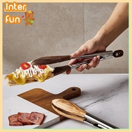 [InterfunS] Cooking Tongs, Walnut Wood Tongs, Cooking Tongs, Stainless Steel Non-Slip Walnut Salad T