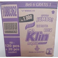 Promo / Terlaris 1 Dus SoKlin Liquid Jumbo 40ml Detergen Cair Rencengan - Isi (120+20 Sachet) So Kli