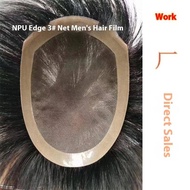 3# Net 100% Human Hair No knots Natural Looking Straight Wig Remy Human Natural Hair Men Toupee Invi