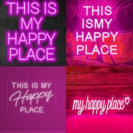 My happy place Neon Sign Light with Engraved Neon Sign,Inspiration Neon Sign Motivational Quote Wall