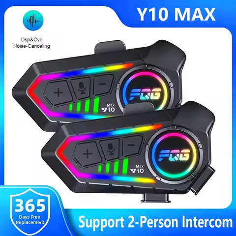 Y10 Max Motorcycle Helmet Bluetooth Intercom CVC+DSP Dual Intelligent Noise ReductionInter Comunicad