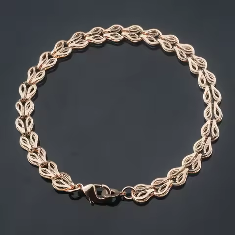 Womens Men Short Bracelet 16cm-19cm 585 Rose Gold Color Link Rolo Chains