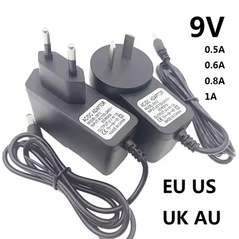 dc 9v 0.5a Switching 9v-0.8a 9v Power Supply au plug 0.5a 0.6a 0.8a 1a Transformer UK plug eu us 9 v