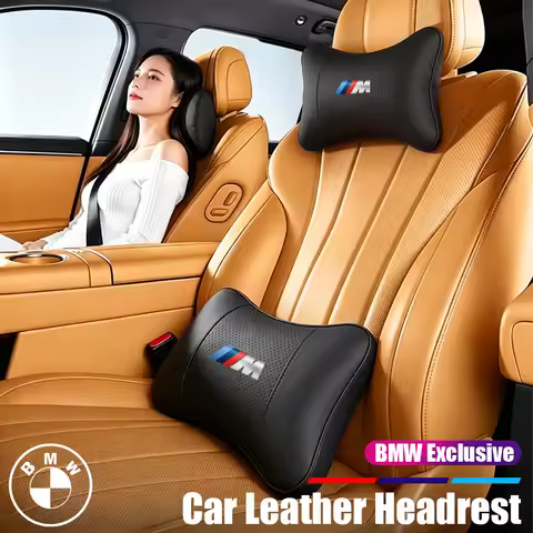 Car Leather Neck Pillow Lumbar Support Cushion Set Accessories For BMW G80 G06 G07 G42 G14 G15 G16 F