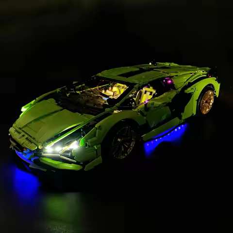 BYB LED Light Kit For 42115 Lamborghini SIAN FKP Building Blocks Decorative Lamp Remote Control Not 