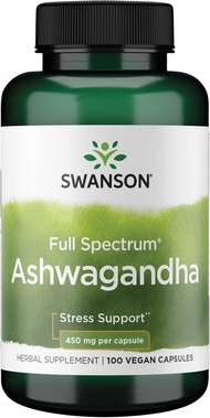 Viên uống Nhân sâm Ấn Độ Swanson Ashwagandha 450mg giảm căng thẳng duy trì năng lượng ngủ ngon