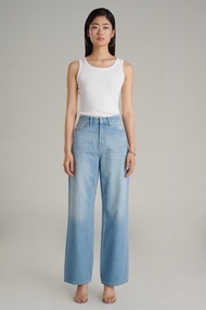 Mc jeans กางเกงยีนส์ผู้หญิง ขากว้าง ทรงไวด์เลค (Wide Leg) สียีนส์ฟอกอ่อน MFWZ215