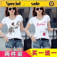 baju t shirt perempuan lengan panjang viral murah T-Shirt Wanita Lengan Pendek Versi Korea 2021 Gaya Baru Jenis Wanita Musim Bunga dan Musim Panas Lengan Tengah