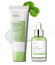 IUNIK Centella Calming Gel Cream & Tea Tree Relief Facial Serum Vegan Non-Sticky Moisturizing Blemis