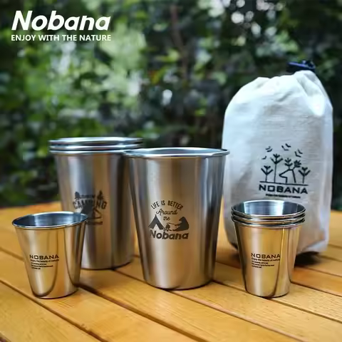 CLS Outdoor 304 Stainless Steel Cup Set Camping 4/6/8PCS Camping Portable Water Cup for Travel Coffe