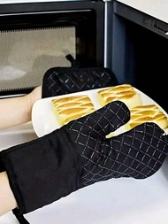 2 แพ็ค ถุงมือเตาอบซิลิโคน พร้อมที่จับหม้อ - กันลื่น ทนความร้อนถึง 350°C สำหรับ บาร์บีคิว อบ ทำอาหาร 