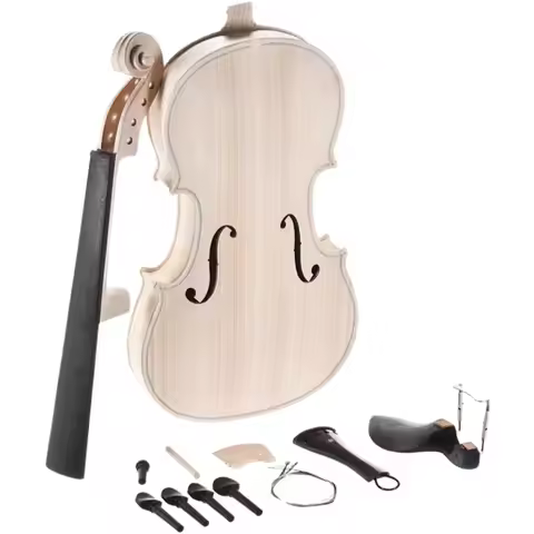 Solid Wood Blank Violin, Unfinished White Violin DIY Accessory Set for Violin Making & Repair