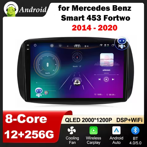 Car Video Radio Mulltmedia Player for Mercedes Benz Smart 453 Fortwo 2014 - 2020 GPS Android OS WiFi