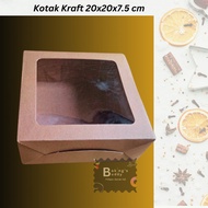 Kraft Box Plain Mica Window 20x20x7.5 cm