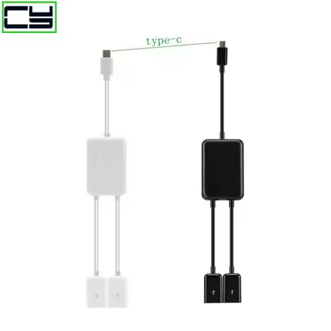 Type C OTG USB 3.1 Male to Dual 2.0 Female OTG Charge 2 Port HUB Cable Y Splitter