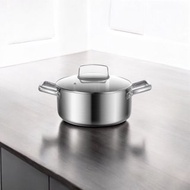 24cm Nordic系列SUS304含蓋節能一體成型厚鑄加強防溢雙耳煲湯鍋