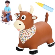 INPANY Bouncy Bull Farm Animal Hopping Toys for 1 2 Year Old Boy Gifts, Ride on Toddler Brown Cow Ho