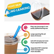 16 oz Clear Plastic Cups with Strawless-Sip-Lids, 25 Sets Disposable Cup Plastic Iced Coffee Cups, T