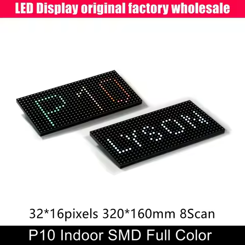 32x16 P10 Indoor RGB LED Panel Matrix SMD3528 Full Color Video Display Module 320x160mm HUB75 Port