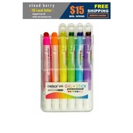 CHOSCH | TWIST UP | GEL STICK | NO-BLEED | SMEAR-RESISTANT | 8mm | RETRACTABLE | HIGHLIGHTER PENS | 6 ASSORTED COLOR SET