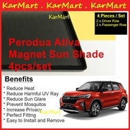 Karmart Perodua Ativa 2021 - 2024 Magnet Sun Shade Magnetic Sunshade 4pcs Car accessories curtain ac