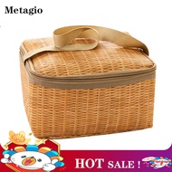 【HOT】Metagio Rattan-Like Bento Bag Lunch Bag Thermal Cooler Lunch Container Handbag Pouch Storage Box