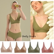 ( InStock S-2XL SUJI Bra] ) Japan Suji Seamless Wireless V Neck Latex Bra  Seamless Strapless  Sports bra