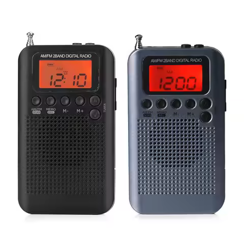 Digital Display Pocket Radio AM FM Radio HRD-104 Portable w/ 40mm Driver Speaker Lightweight Portabl