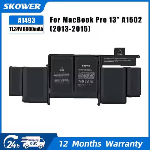 SKOWER A1493 Laptop Battery For Apple MacBook Pro Retina 13 Inch A1502 ME864LL/A ME866LL/A ME865LL/A
