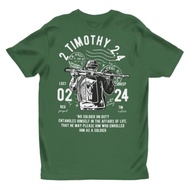 Christian Spiritual T-Shirt 2 Timothy 2: 4 Soldier of Christ Green