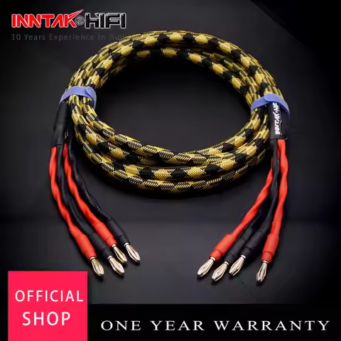 1Pair HIFI Canare Speaker cable Banana To Banana / Banana To Y Speaker cable Audio Cable / Yellow NO