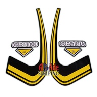 STIKER STRIPING LIS BODY MOTOR HONDA CB 100 KUNING STANDAR FULL SET