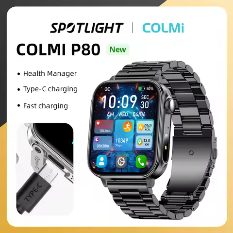 COLMI P80 Type-c Smartwatch Men Women Health Manager Bluetooth Call IP67 Waterproof Flashlight Smart