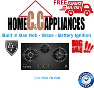 EF Built in Gas Hob - Glass - Battery Ignition  EFH 7630 TN VGB | 3 BRASS BURNERS | FREE DELIVERY