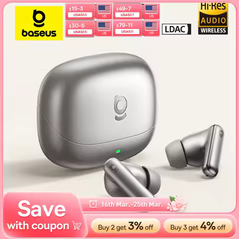 Baseus Bowie MP1 ANC Bluetooth 6.0 True Wireless Earbuds -55dB Adaptive Hybrid ANC Earphones Hi-Res 