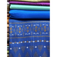 (Fabric Set) Silk Fabric Raised With Glass Flowers (2 Meter Patterned + 2 Plain Color) Blue Shade Co