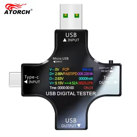 USB Tester DC Type-C PD Digital Voltmeter Amper Voltage Current Monitor Ammeter Detector Power Bank 