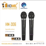 Jual / Mic Microphone Double Wireless HOMIC HM 306 Mikrofon Original / Murah