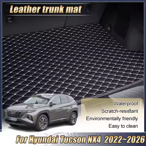 For Hyundai Tucson NX4 MK4 2022~2026 Car Trunk Mats Leather Material Cargo Boot Carpet Anti Dirty Li